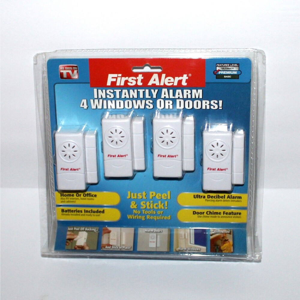 First Alert 4 Pack Premium Window & Door Security Alarms New In Box